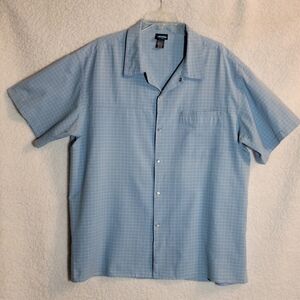KAVU Men's Sky Blue/White  Checkered Button Down Shirt With Pearl Snap's SizeXL